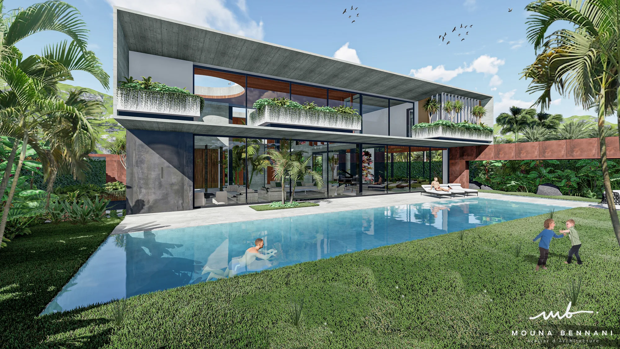 Villa contemporaine piscine architecture luxe Casablanca — Atelier Mouna Bennani