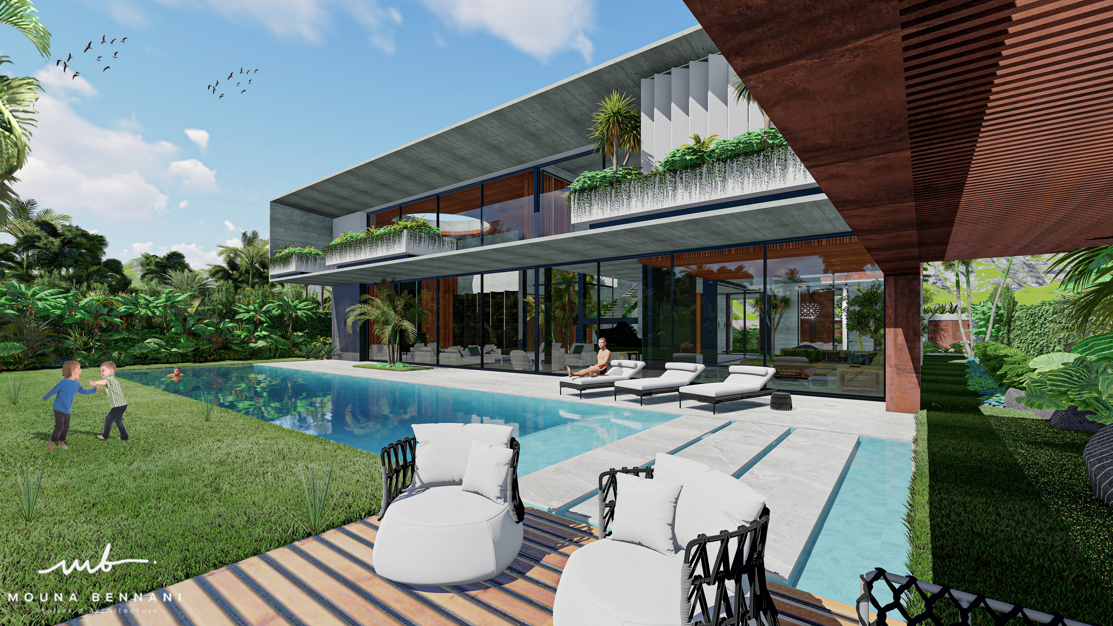 Piscine villa luxe design extérieur contemporain Casablanca À