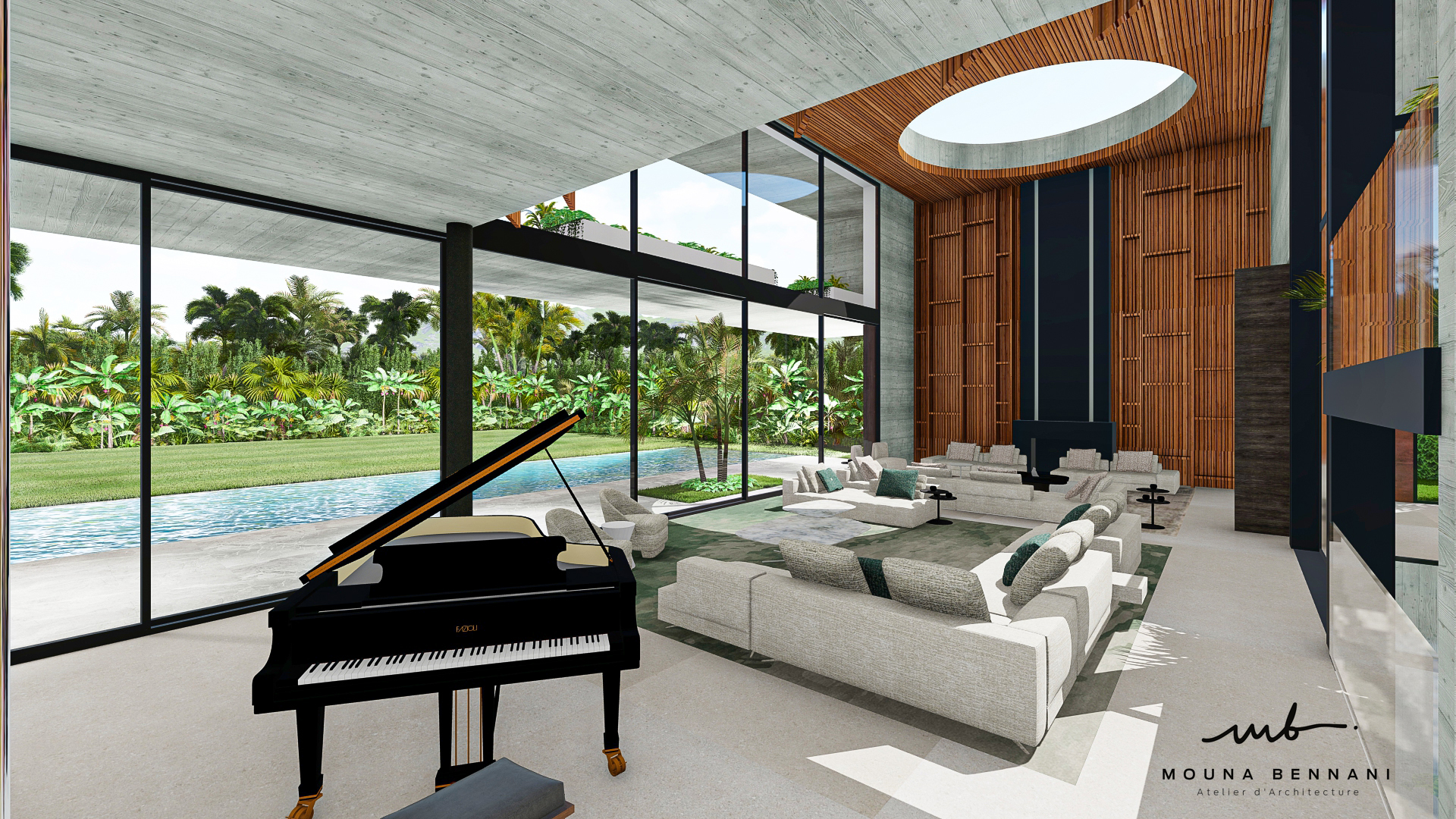 Intérieur villa design contemporain matériaux nobles Casablanca À