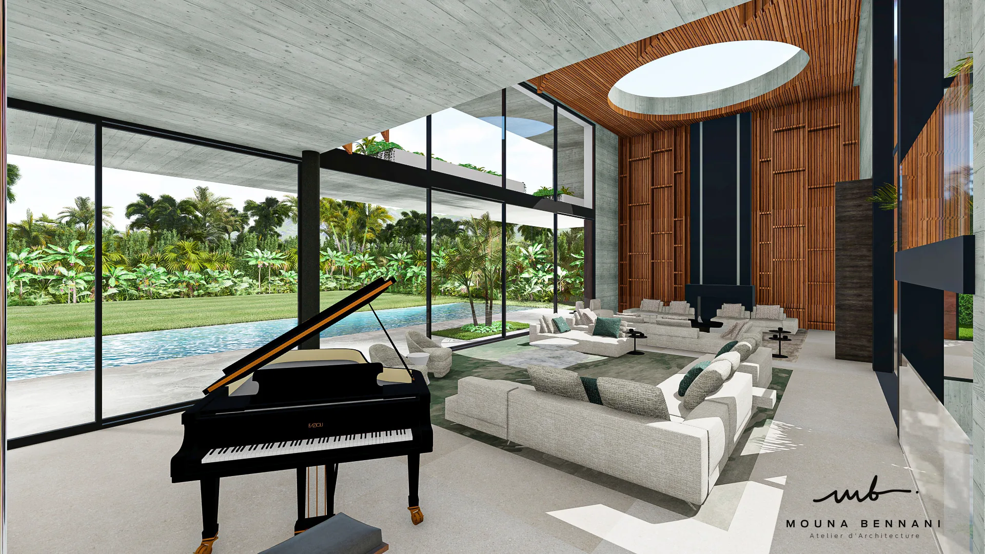 Intérieur villa design contemporain matériaux nobles Casablanca À