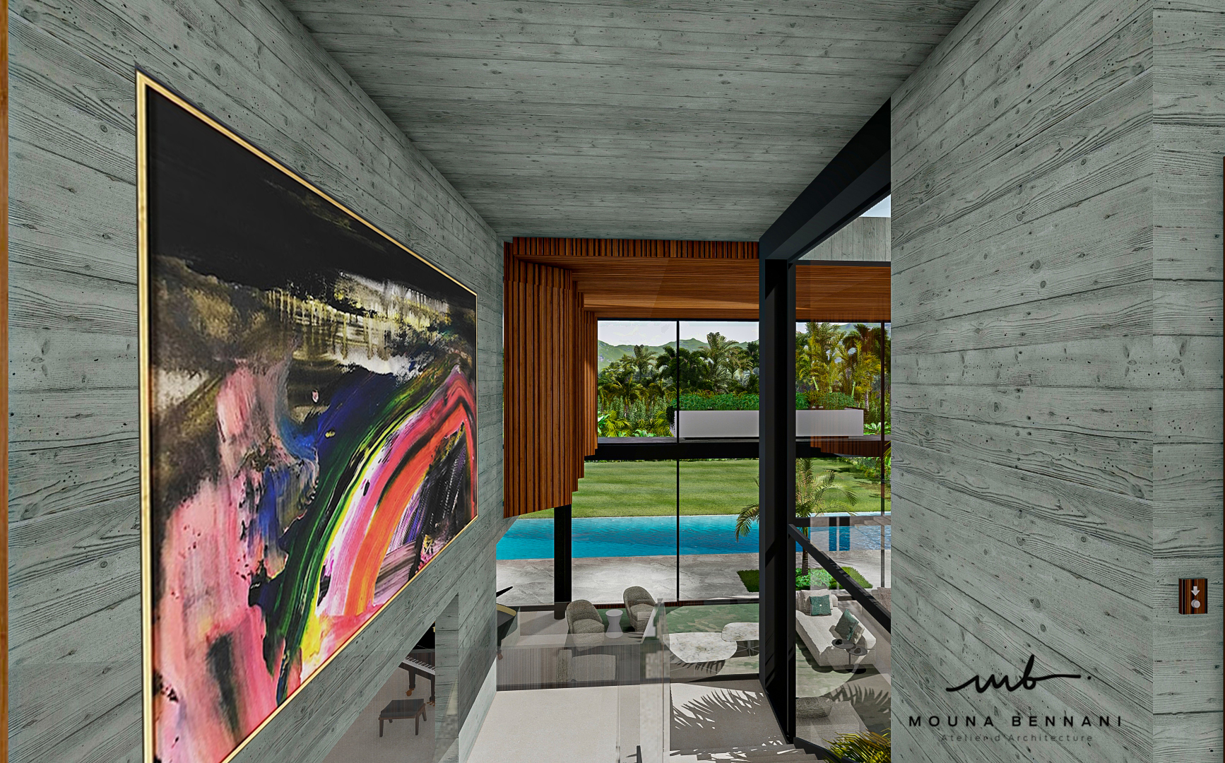 Vue d'ensemble villa contemporaine piscine jardin Casablanca À