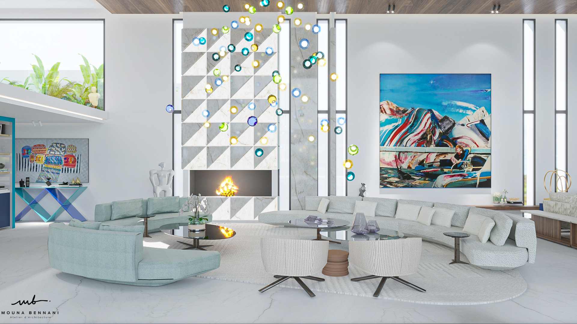 Salon design luxe Villa C1 — Atelier Mouna Bennani