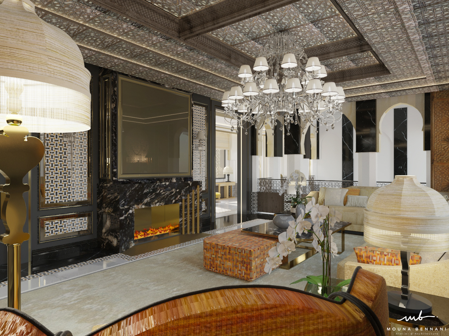 Salon parental sur-mesure Villa Celia — Atelier Mouna Bennani