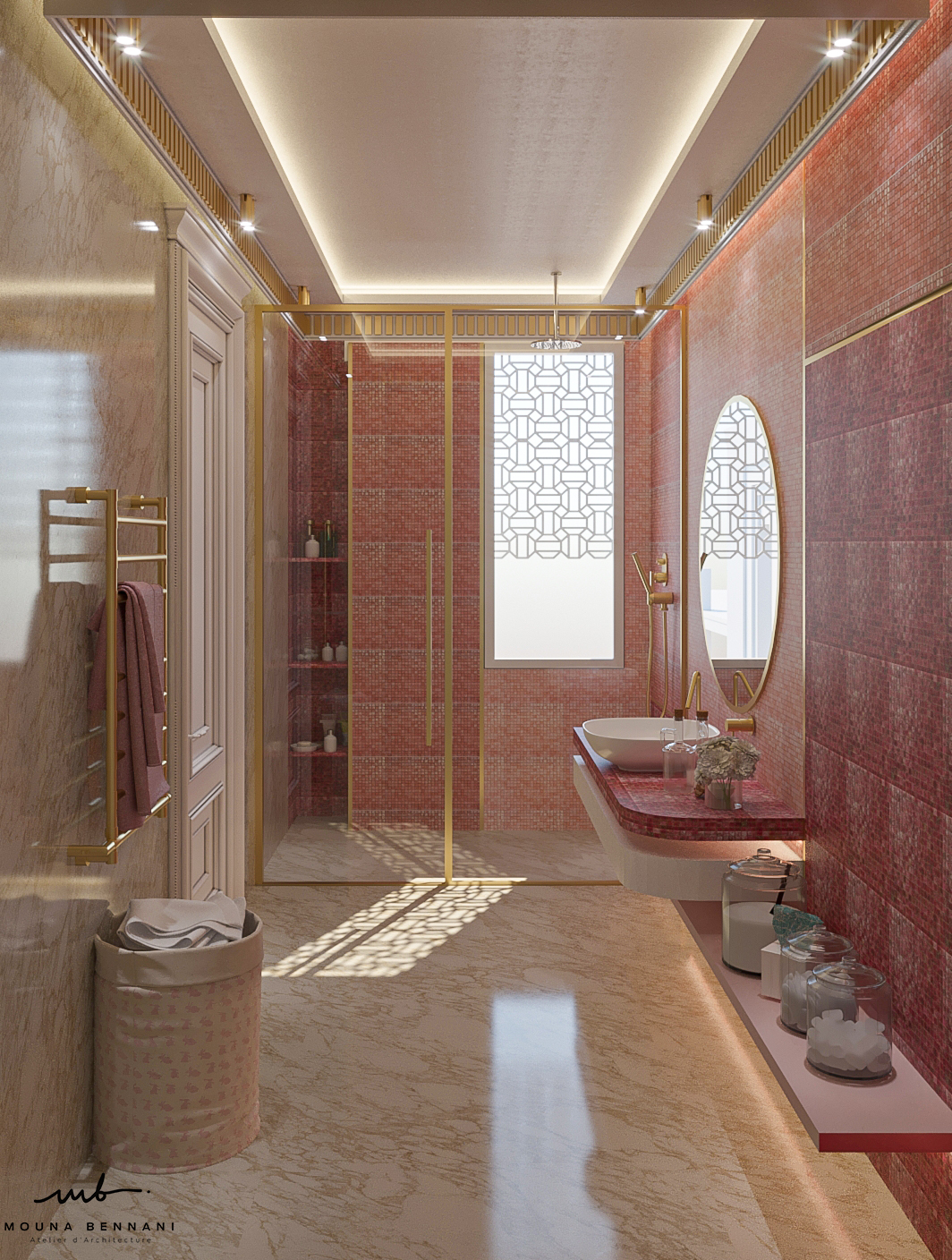 Salle de bain design haut de gamme Villa Celia — Atelier Mouna Bennani