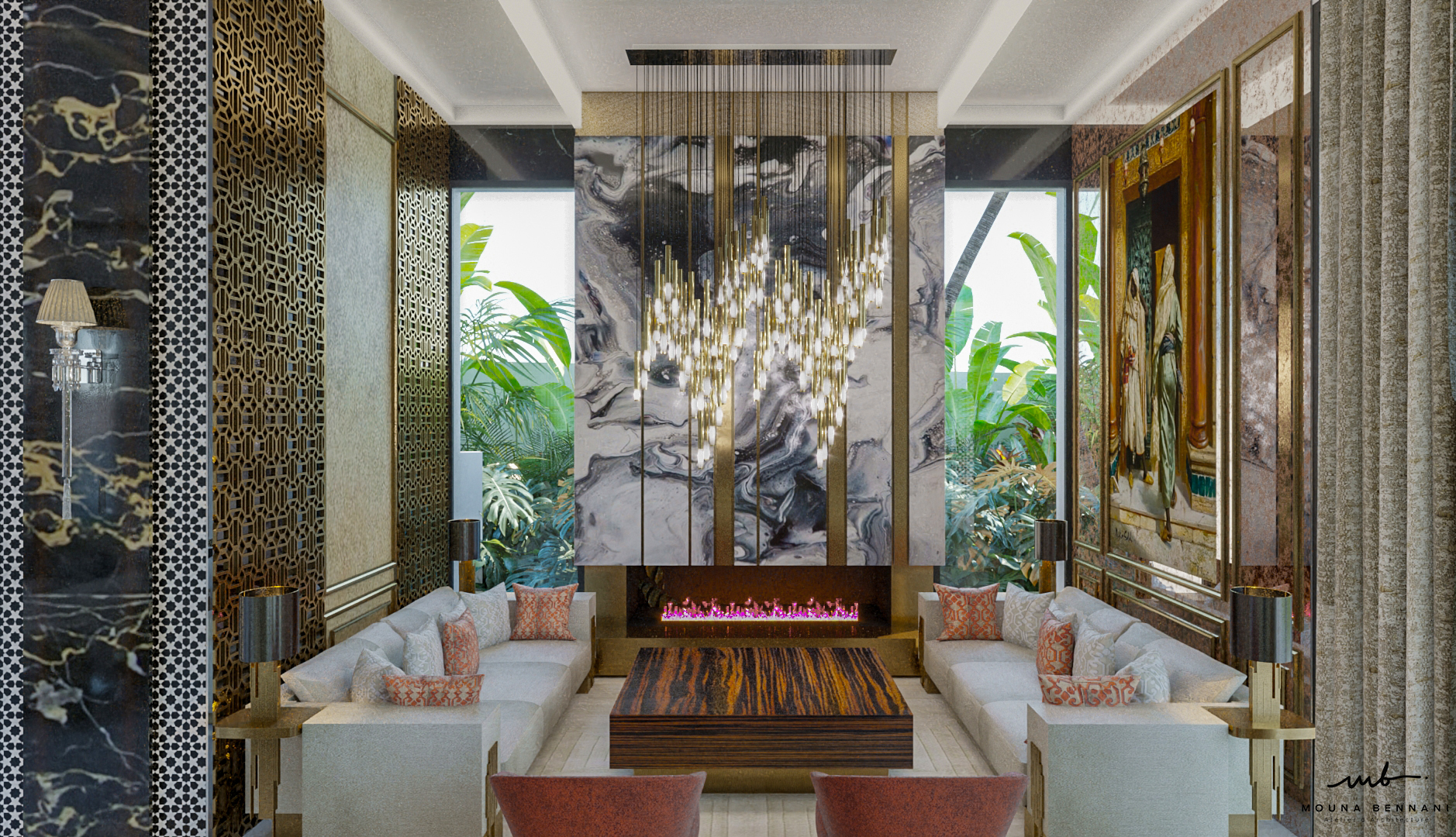 Espace intérieur sur-mesure Villa Celia — Atelier Mouna Bennani