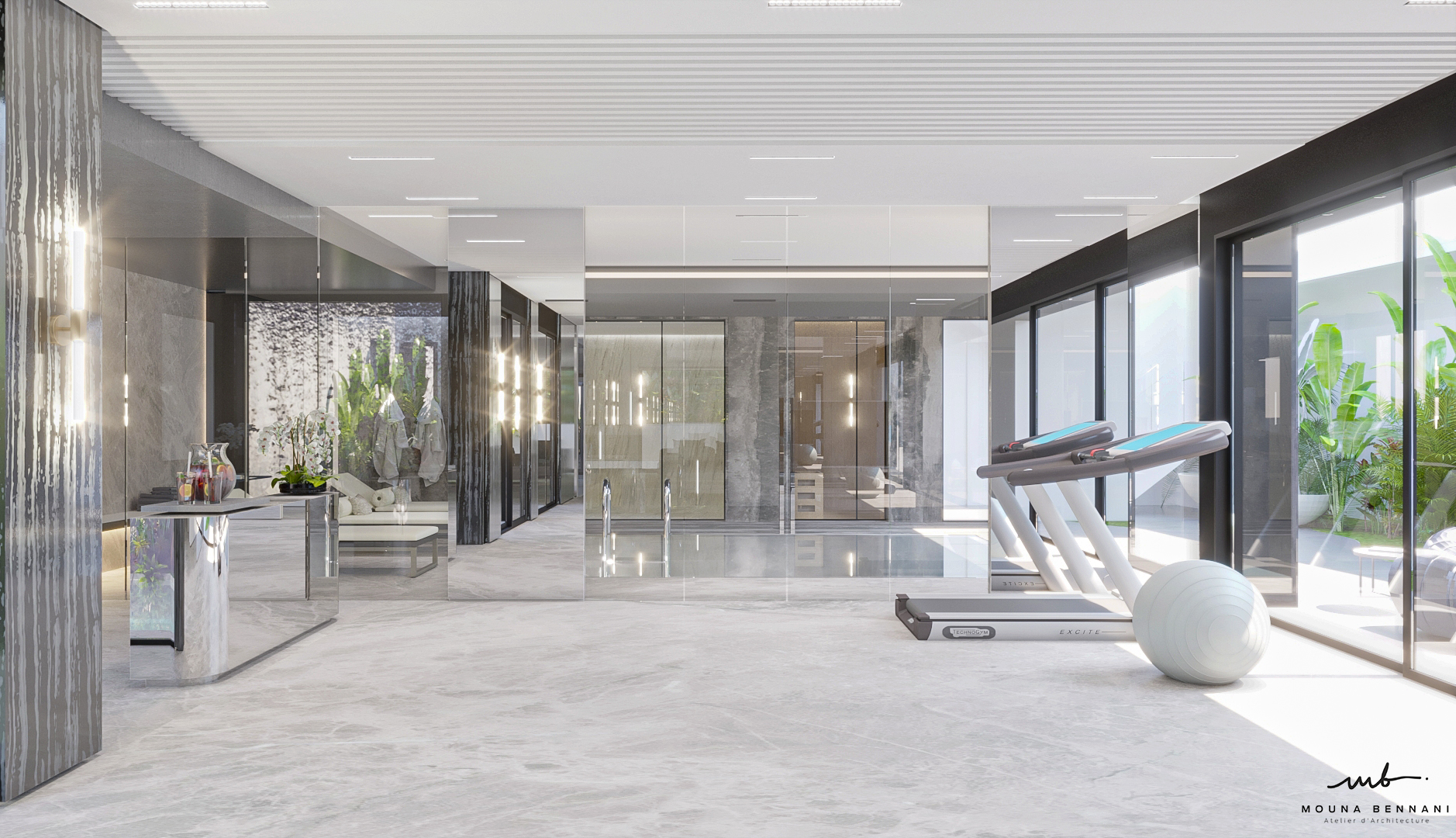 Détail architecture contemporaine villa haut de gamme Casablanca — Atelier Mouna Bennani