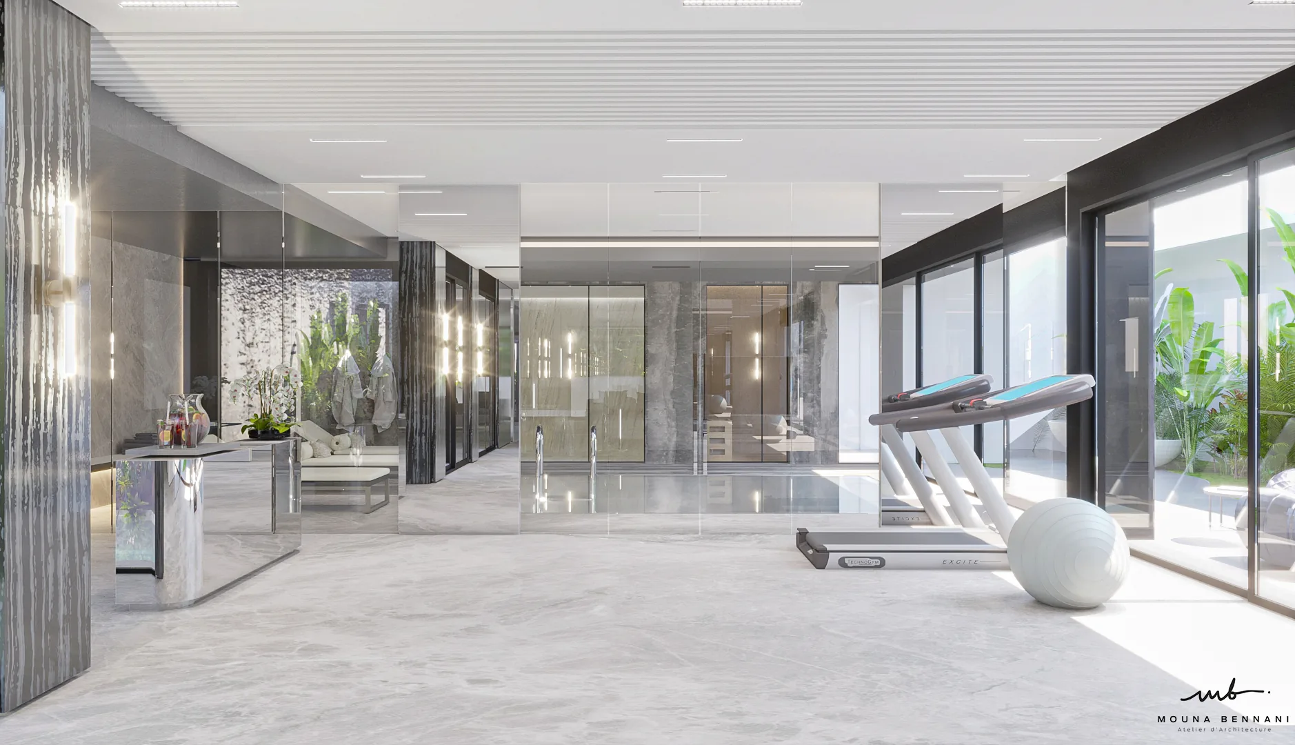 Détail architecture contemporaine villa haut de gamme Casablanca — Atelier Mouna Bennani