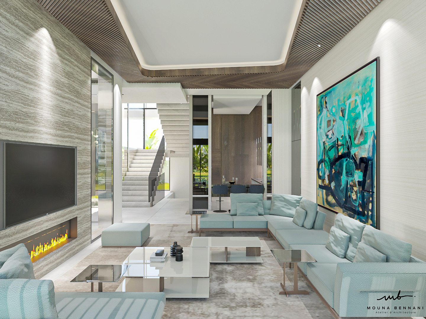 Chambre master design luxe sur-mesure villa Casablanca — Atelier Mouna Bennani