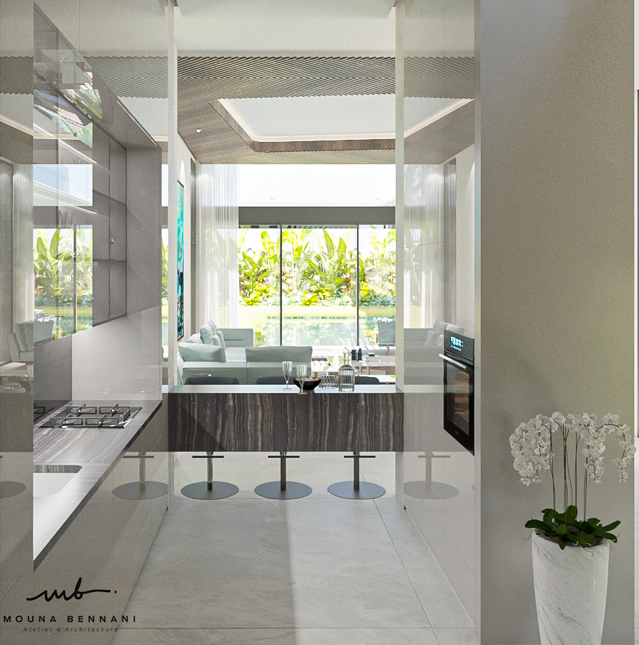 Salle de bain marbre design intérieur prestige Casablanca — Atelier Mouna Bennani
