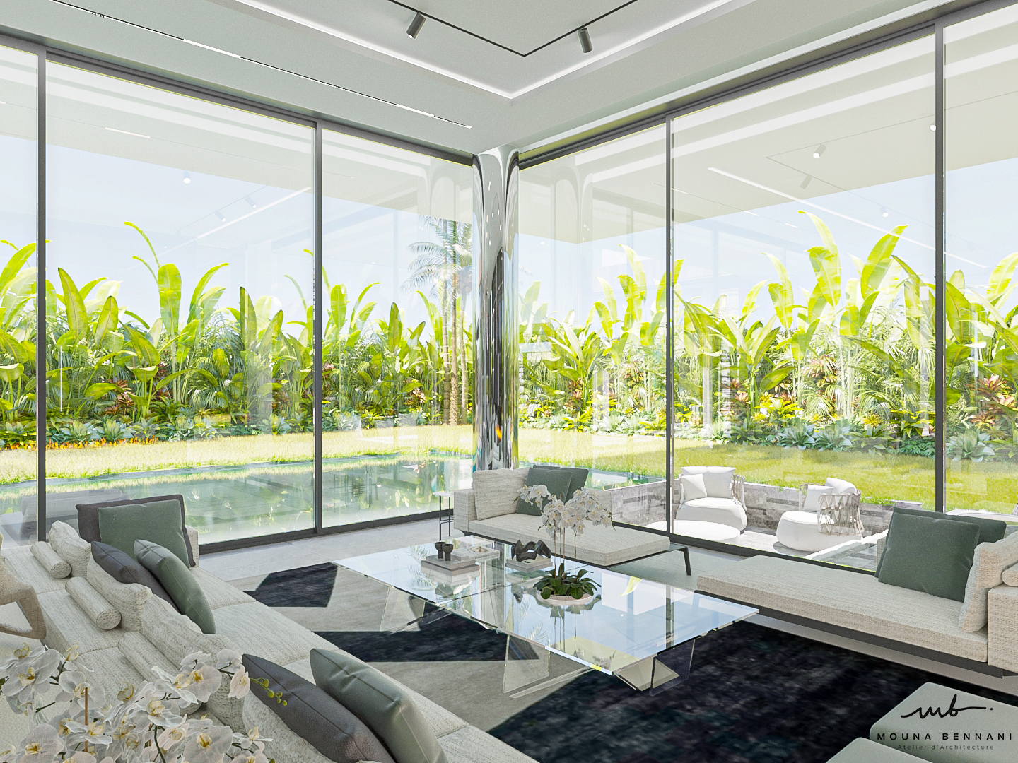 Détail intérieur finitions haut de gamme villa Casablanca — Atelier Mouna Bennani