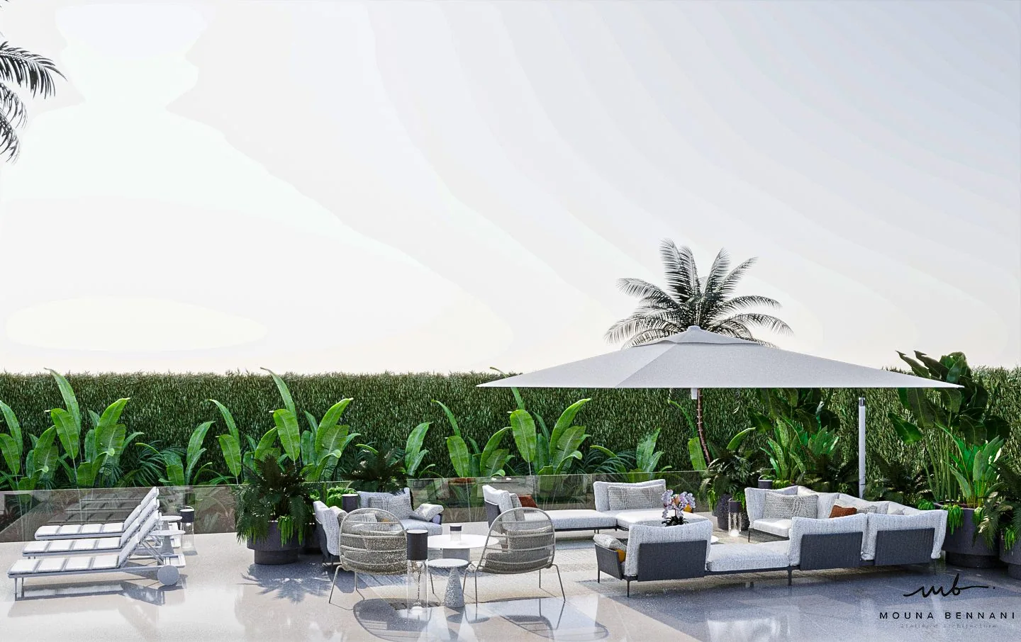 Vue d'ensemble intérieur Villa H3 Anfa — Atelier Mouna Bennani