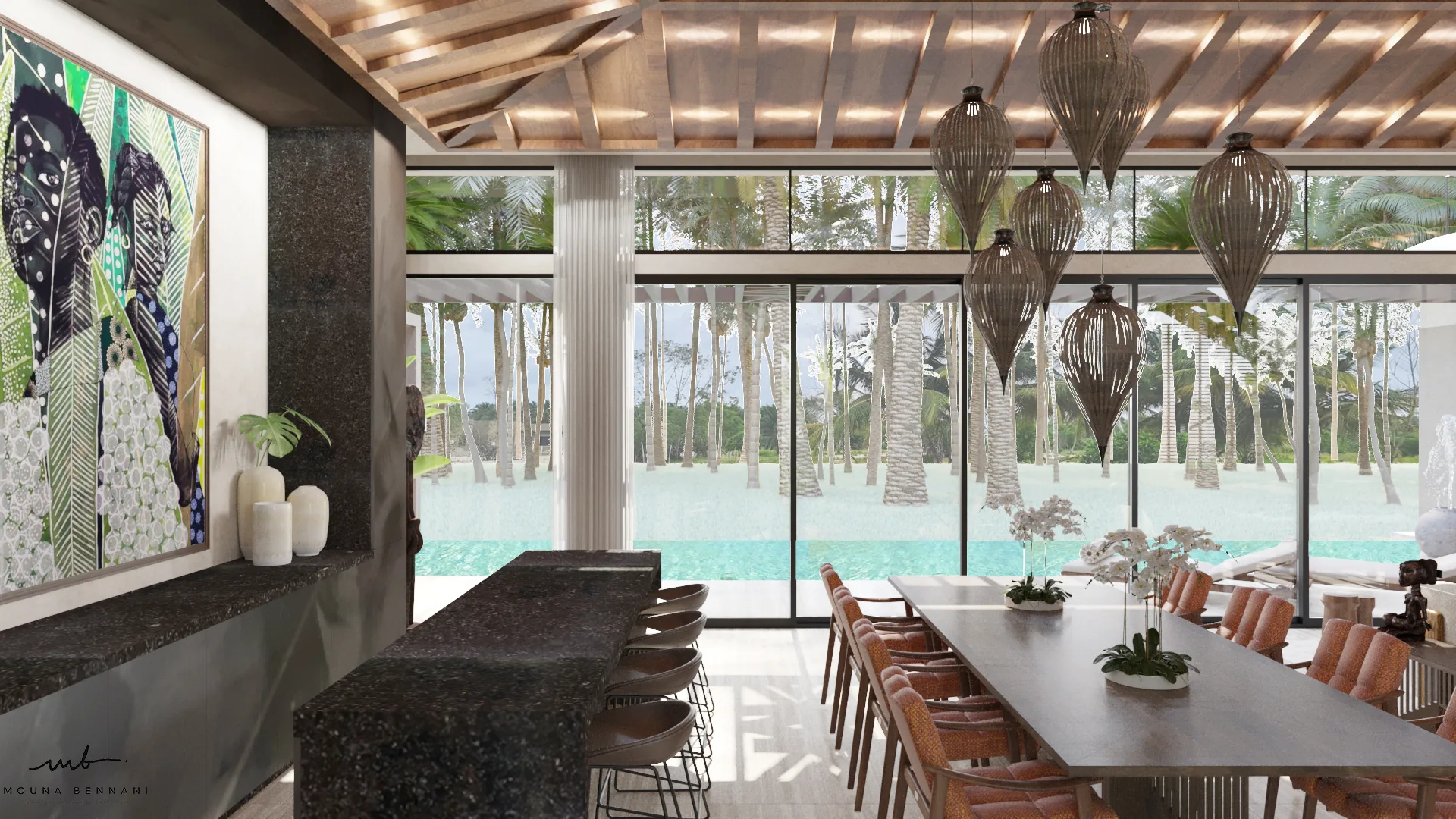 Séjour Villas Assinie design intérieur — Atelier Mouna Bennani